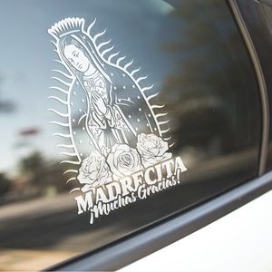 NWT White Window Decal “Virgen De Guadalupe” Permanent Oracal651 10” Height.